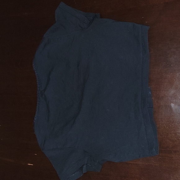 Cap Sleeve Cropped Black Savage X Fenty Stretch Button Down Top Size L - Picture 4 of 8